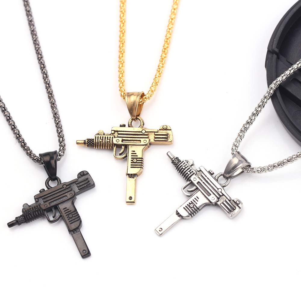 Men'S Fashion Jewelry - Colar Pingente de Arma de Fogo