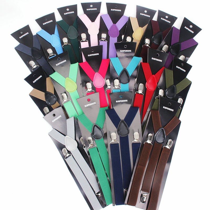 Suspenders Clip Men - Suspensórios de couro elástico, 3 clipes,