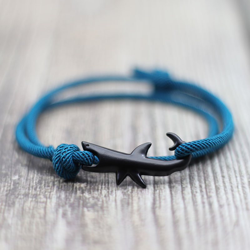 Milan Men'S Fashion - Nova pulseira náutica masculina tubarão preto