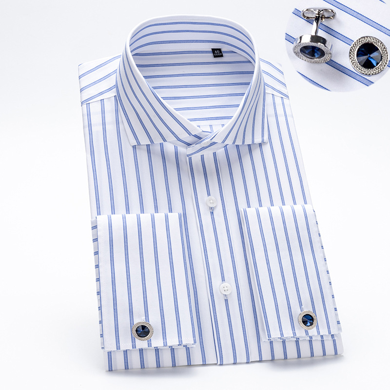Dress Shirt Non-Iron - Camisa masculina de punho francês gola