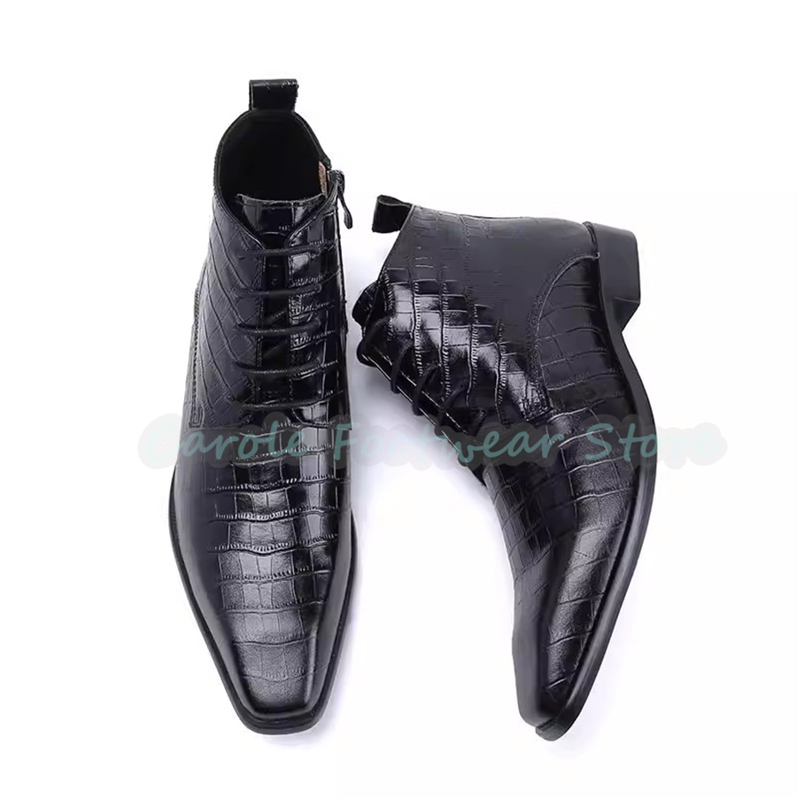 Mens Fashion Dress Shoes - Botas de Couro Genuíno para Homens,
