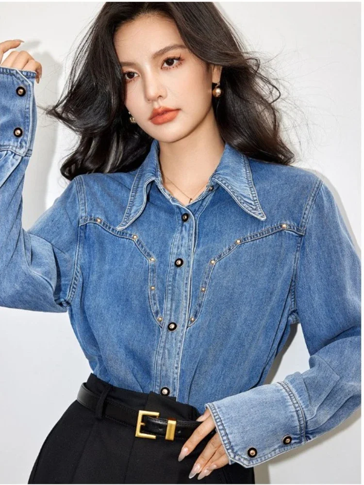 Denim Jacket Vintage - Blusa jeans de manga comprida vintage