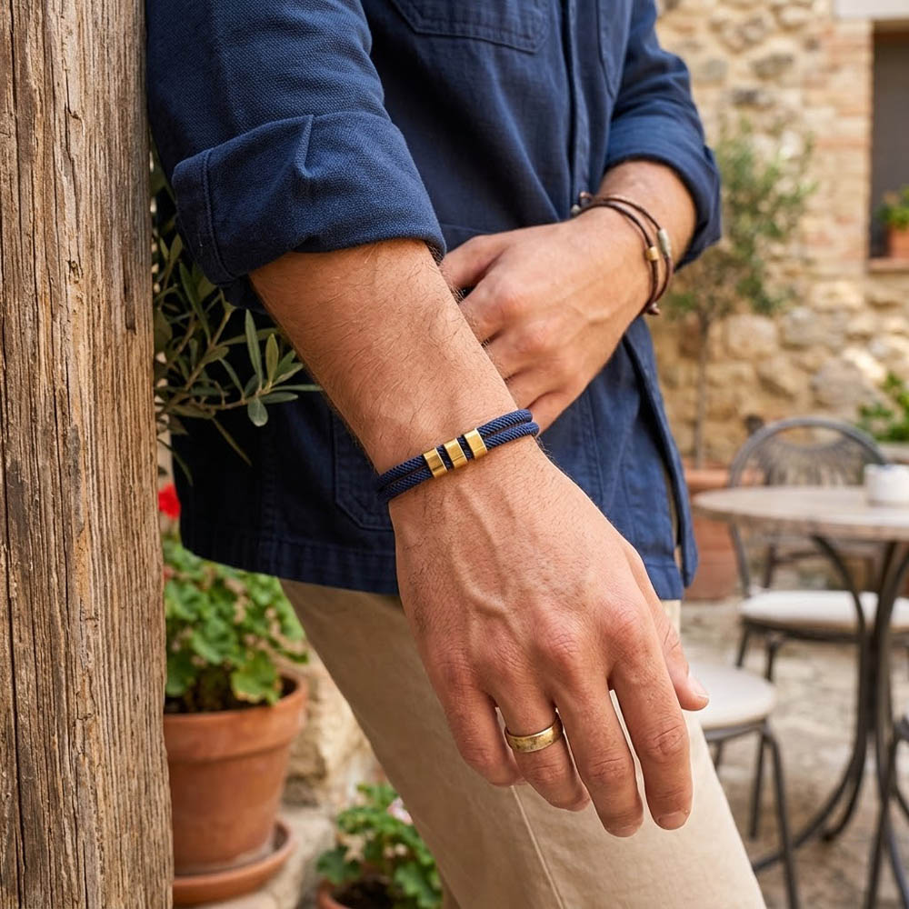 Milan Men'S Fashion - Pulseira de Corda Milanesa de Dupla
