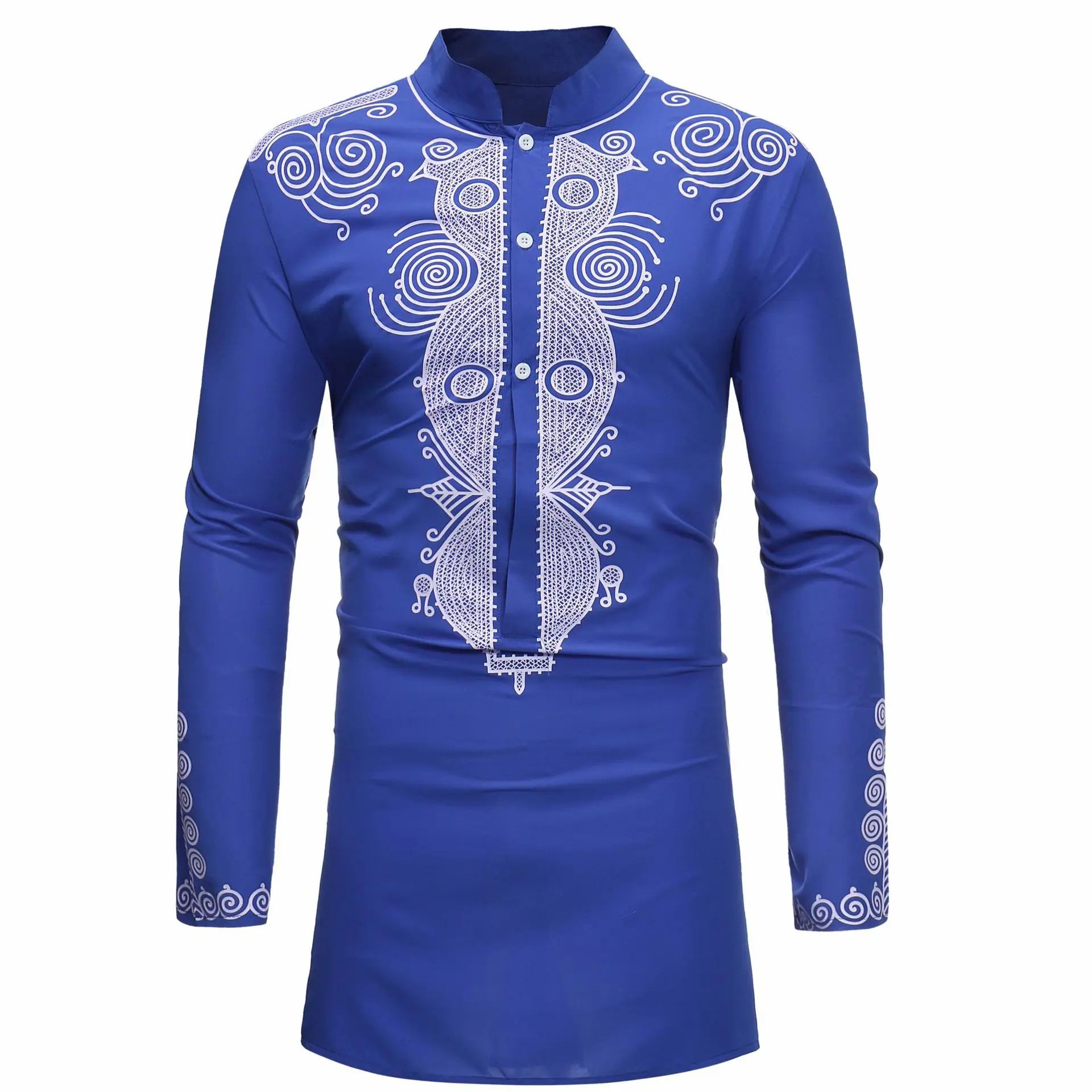 Men'S Fashion Kurta - Gola camisa muçulmana roupas masculinas folk