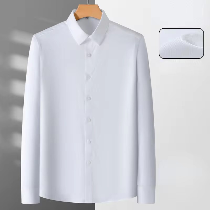 Dress Shirt Non-Iron - Camisas masculinas de trabalho com microelástico,