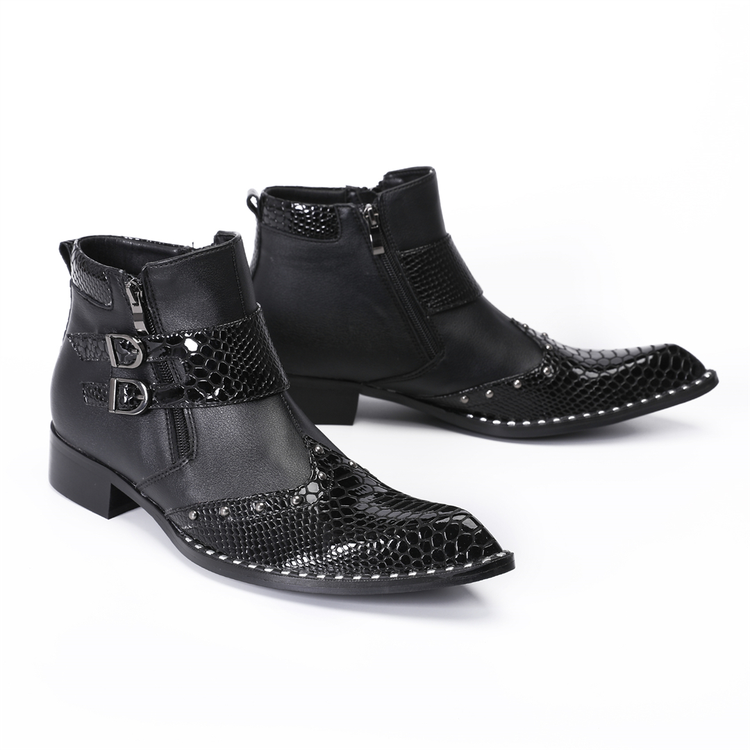 Mens Fashion Dress Shoes - Botas masculinas de couro legítimo com
