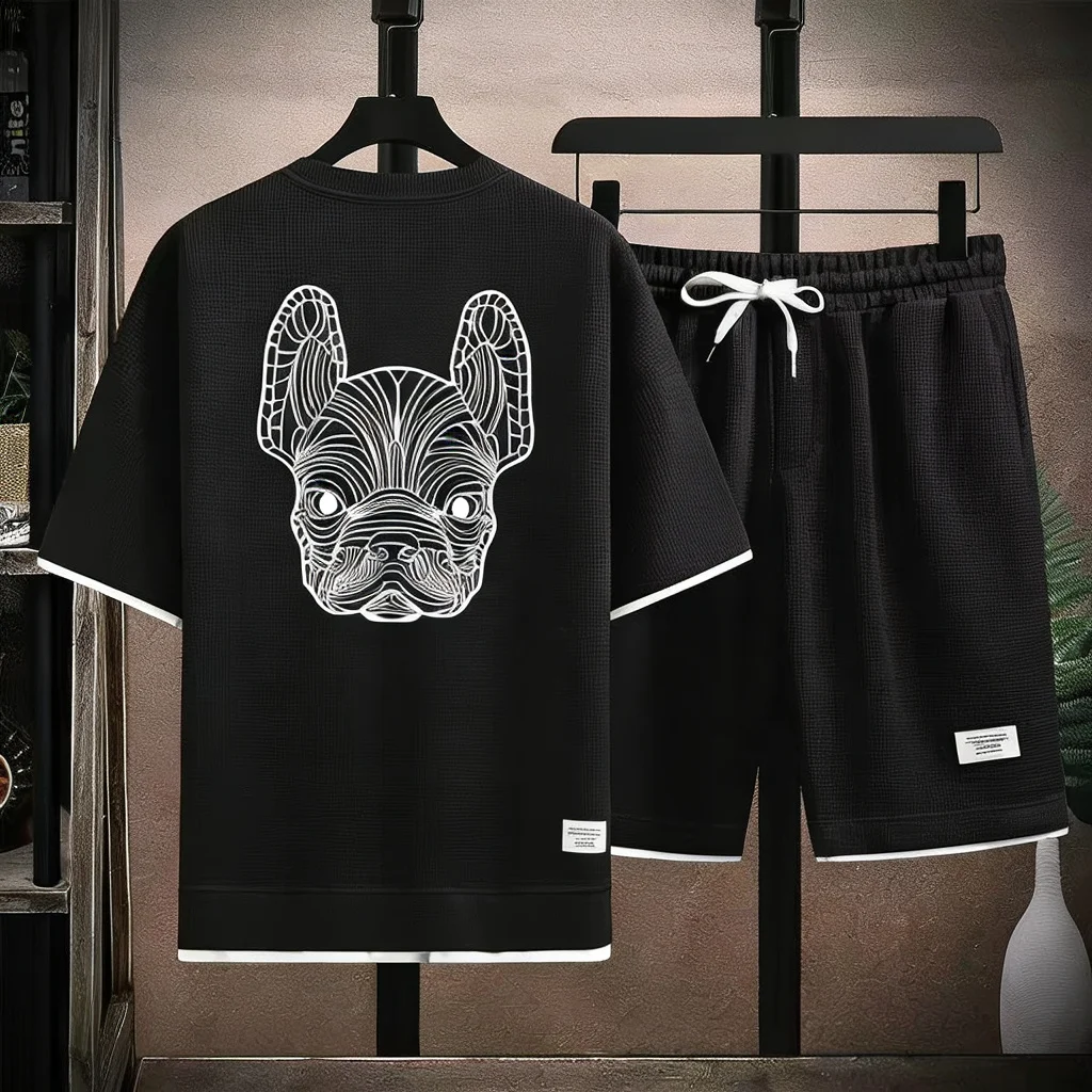 Men'S Fashion Formal - Conjunto de camiseta e shorts masculino