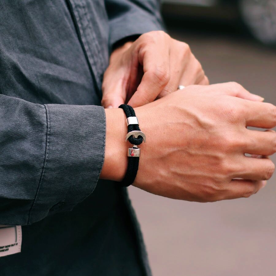 Milan Men'S Fashion - Dupla Camada Marinha Corda Pulseira para