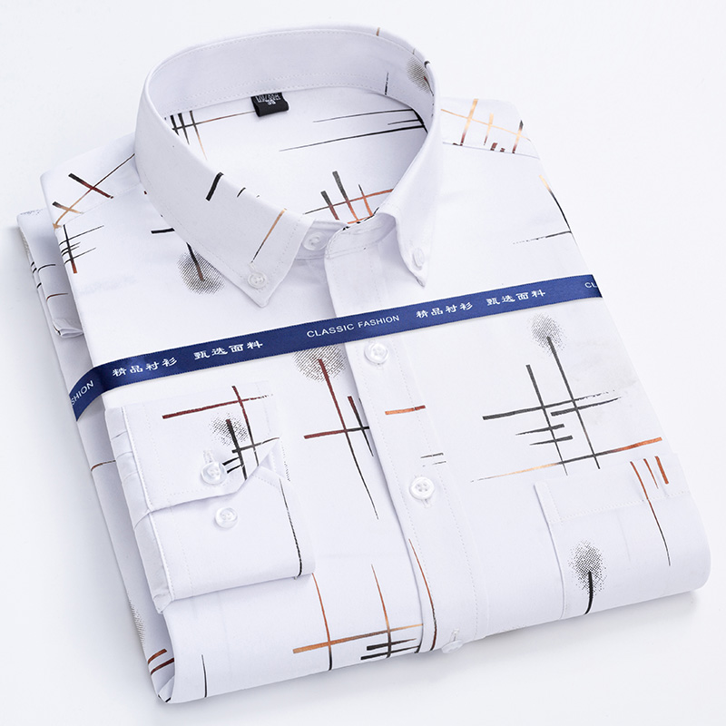 Dress Shirt Non-Iron - Camisa xadrez de manga longa masculina,