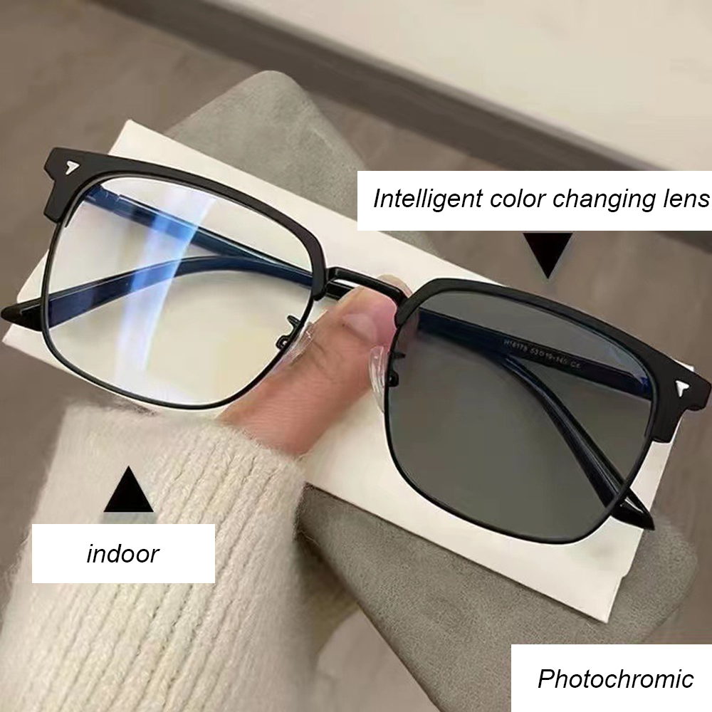 Mens Fashion Discord - Óculos de meia armação fotocromáticos masculinos,