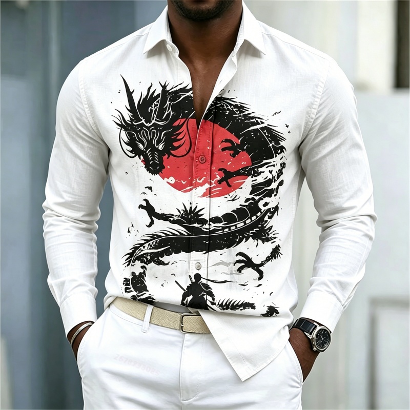 Men Fashion Upper - Camisa Masculina Nova 2026 Branca, Preta