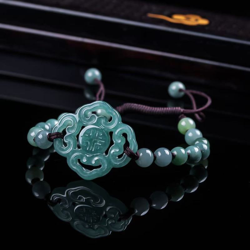 Men'S Fashion Jewelry - Pulseira de Jadeíta Natural Grau A,