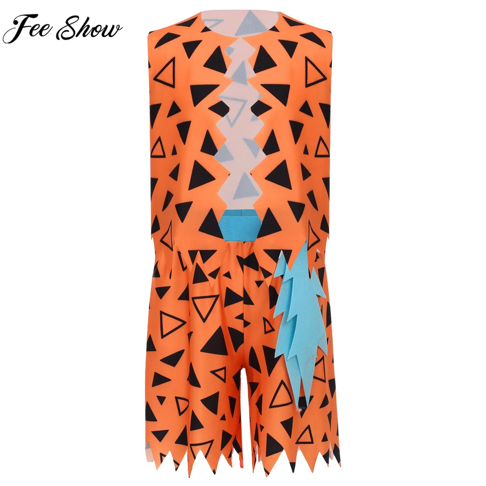 Mens Fashion Vest - 6-16y meninos flintstone traje halloween cavemen