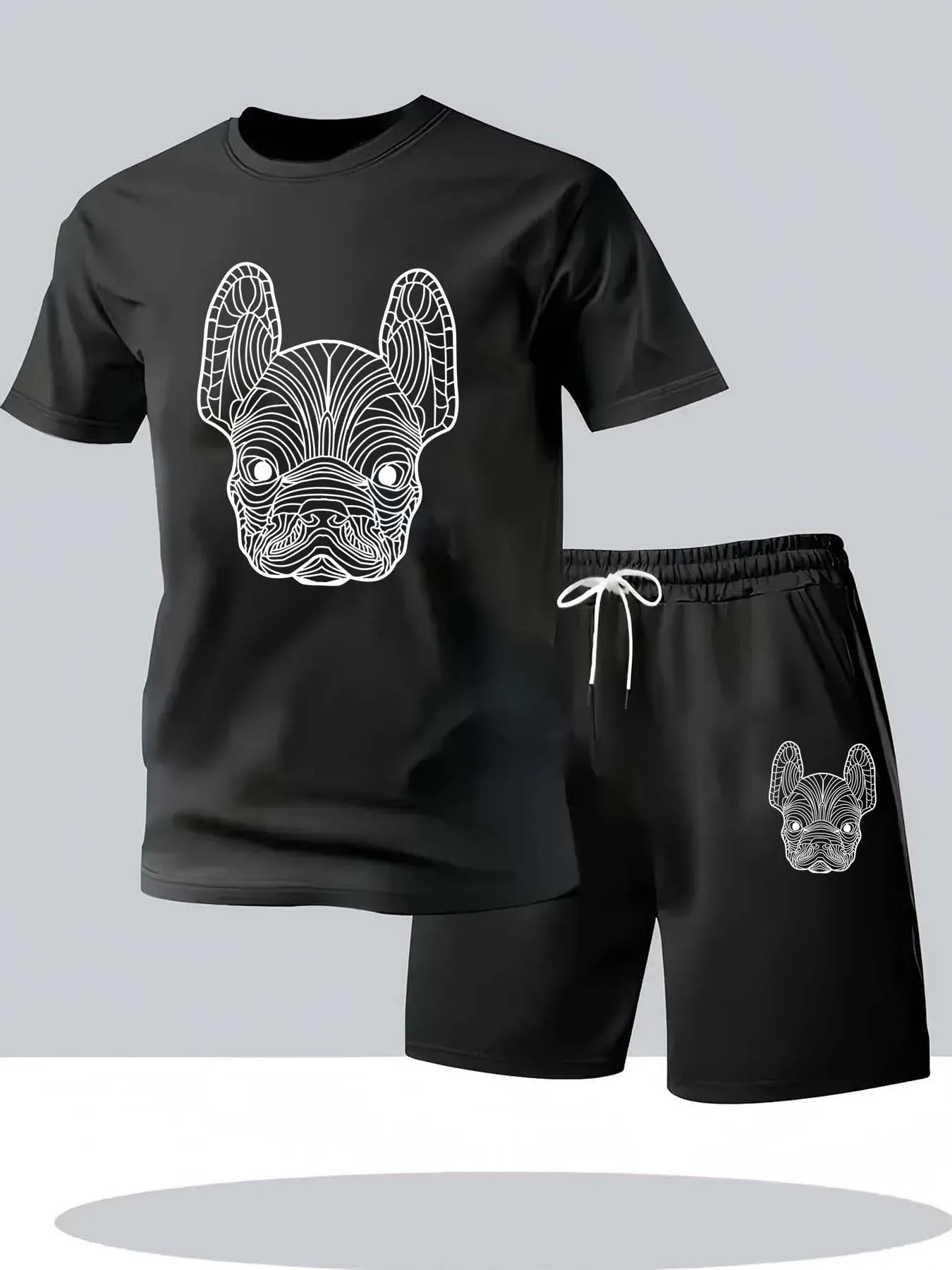Men'S Fashion Formal - Conjunto de camiseta e shorts masculino
