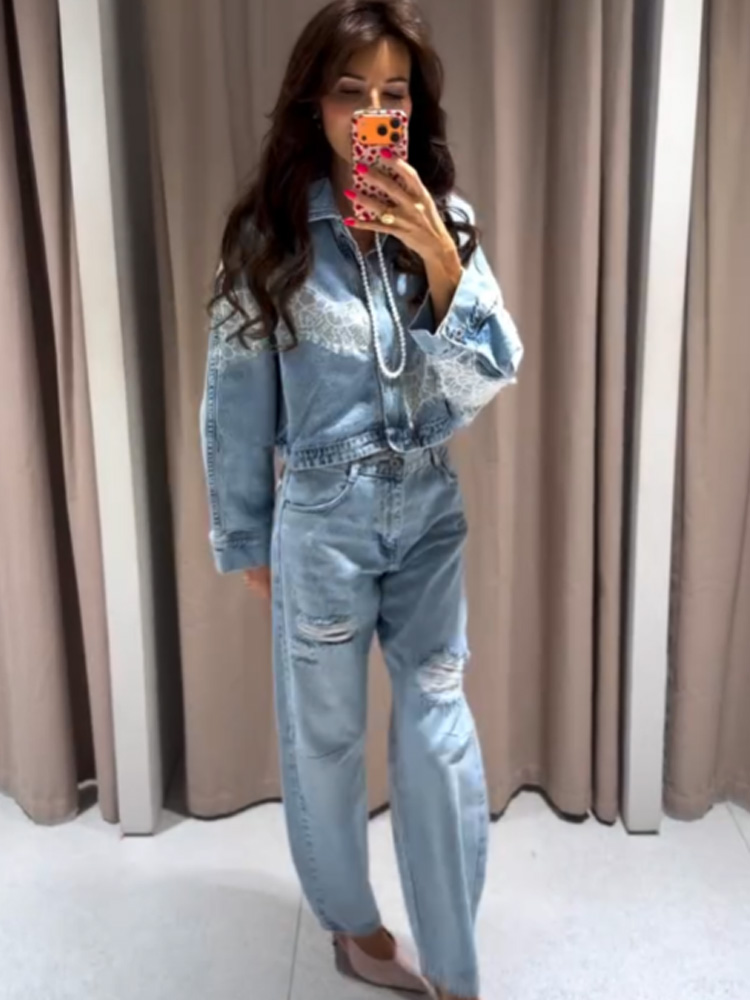 Denim Jacket Vintage - Conjunto Feminino HH Primavera: Jaqueta Jeans