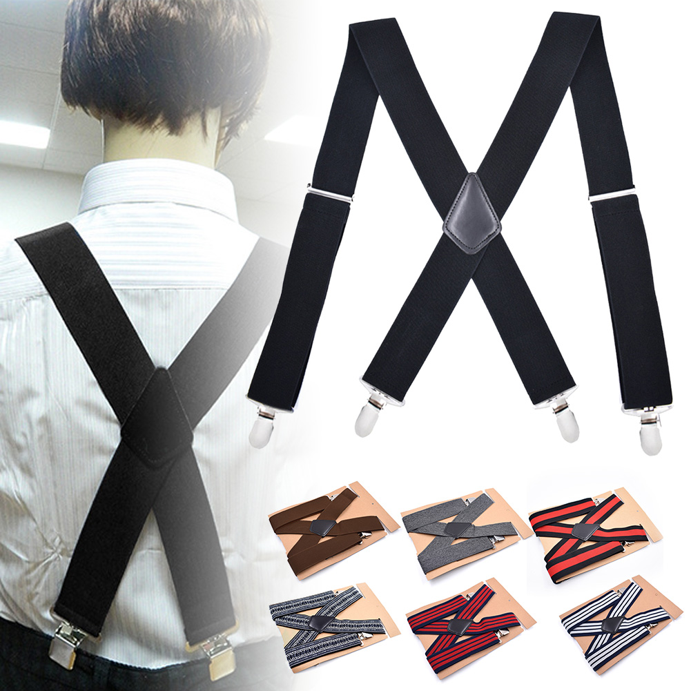 Suspenders Clip Men - Suspensórios masculinos de 5cm, elástico alto