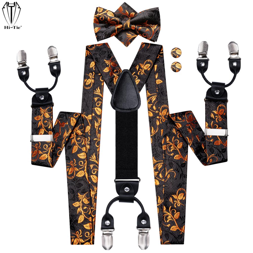 Suspenders Clip Men - Conjunto Masculino Hi-Tie Jacquard Preto e