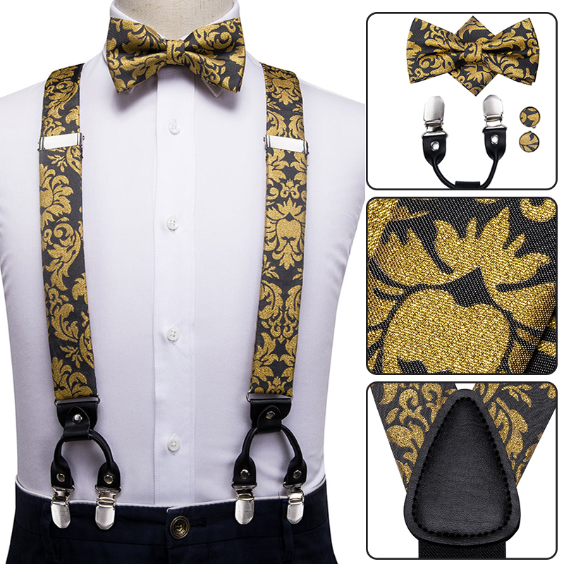 Suspenders Clip Men - Hi-tie suspensórios de seda para homens
