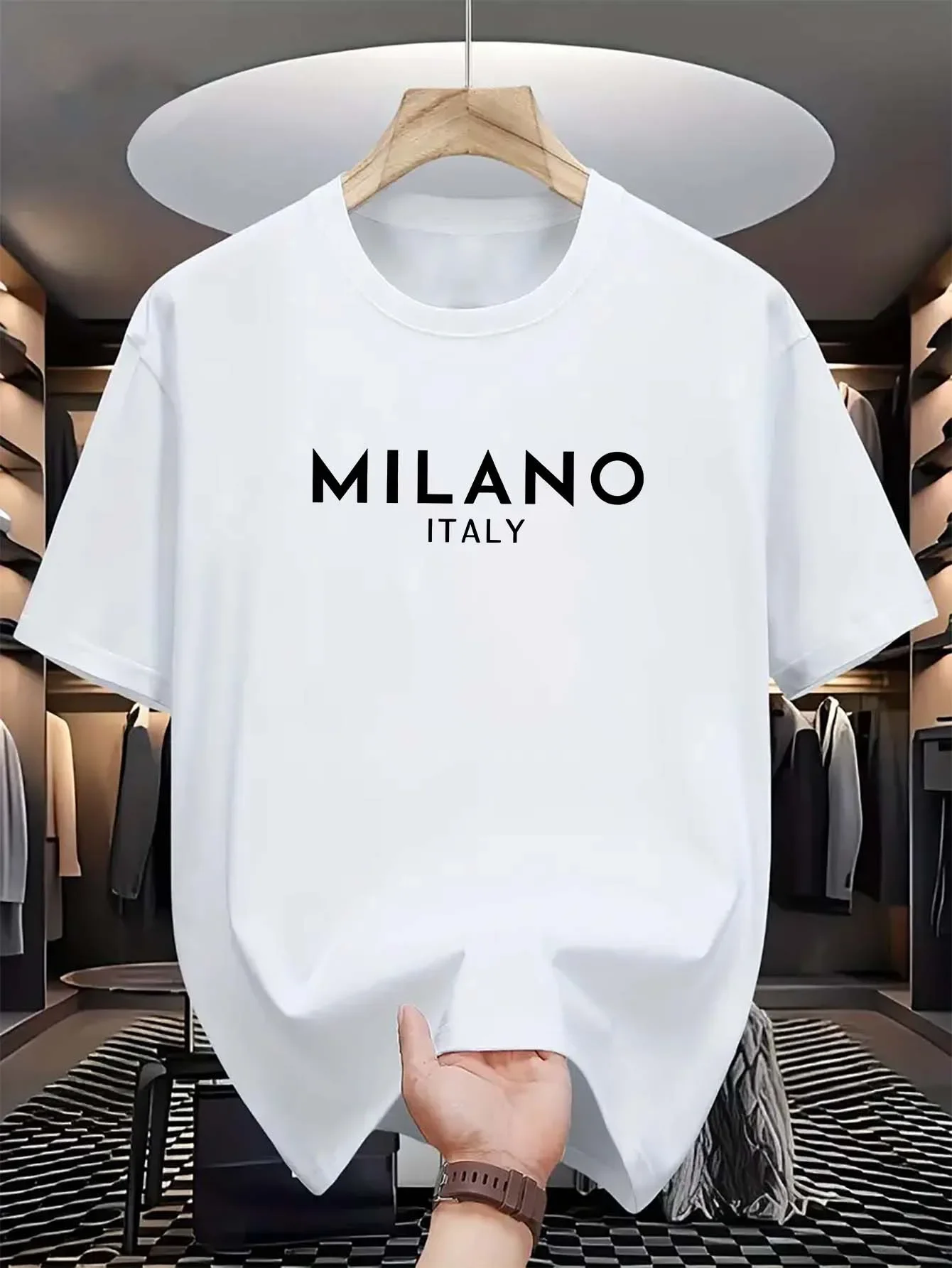 Milan Men'S Fashion - Camisa de Manga Curta Estampada com