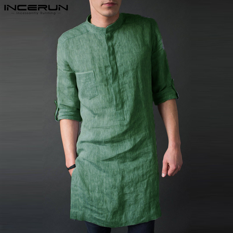 Incerun masculino manga longa  - Men'S Fashion Kurta avaliação e preço