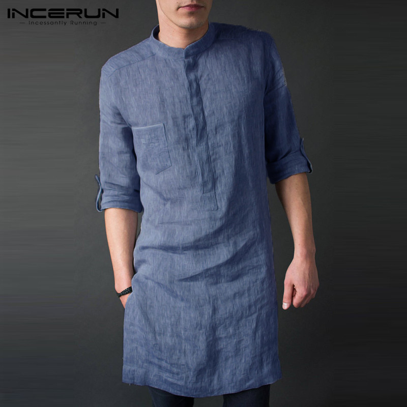 Incerun masculino manga longa  - Men'S Fashion Kurta avaliação e preço