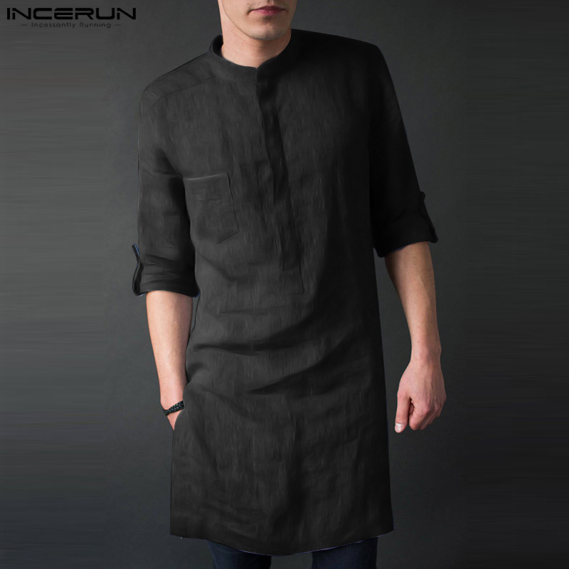 Incerun masculino manga longa  - Men'S Fashion Kurta avaliação e preço