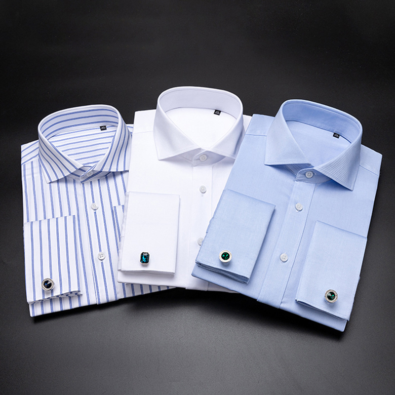 Camisa masculina de punho fran - Dress Shirt Non-Iron avaliação e preço