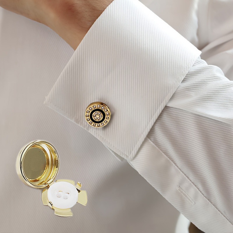 1/2 Peças Abotoaduras Pretas c - Dress Shirt Non-Iron avaliação e preço