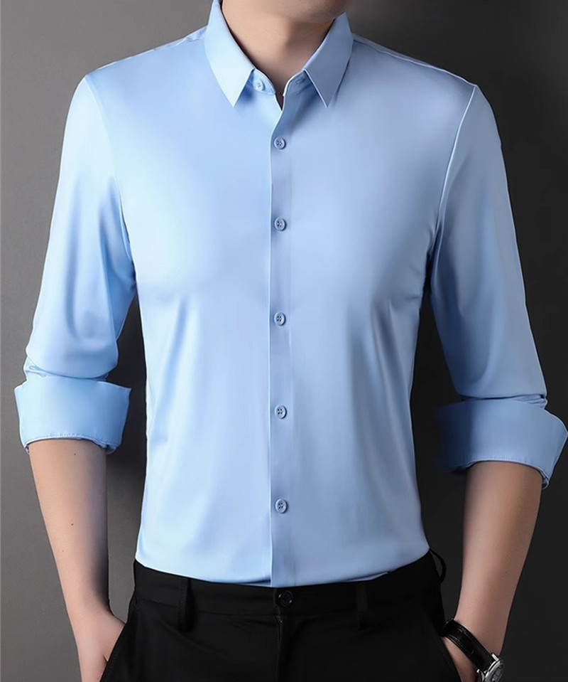 Camisa masculina de alta elast - Dress Shirt Non-Iron avaliação e preço