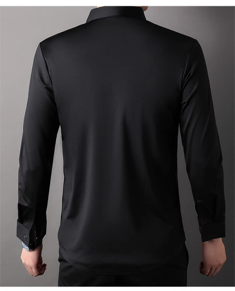 Camisa masculina de alta elast - Dress Shirt Non-Iron avaliação e preço