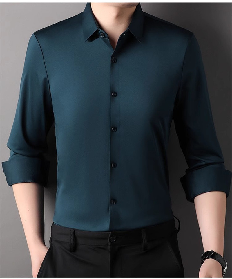 Camisa masculina de alta elast - Dress Shirt Non-Iron avaliação e preço